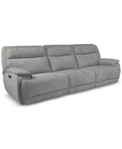 Macy's Ozryn 3-pc. Fabric Sofa With 3 Power Motion Chairs, Exclusively At  In Silver