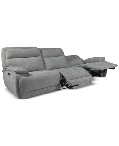 Macy's Ozryn 3-pc. Fabric Sofa With 3 Power Motion Chairs, Exclusively At  In Silver