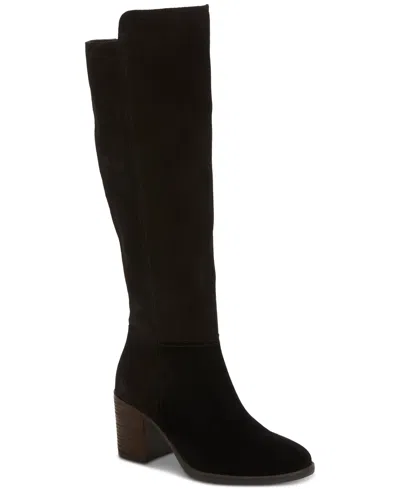 Lucky Brand Lk-bonnay-x Womens Extra Wide Calf Leather Knee-high Boots In Black
