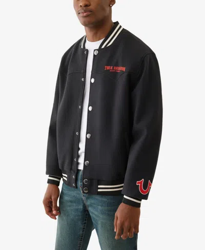 True Religion Men's Western Wool Varsity Jacket In Black