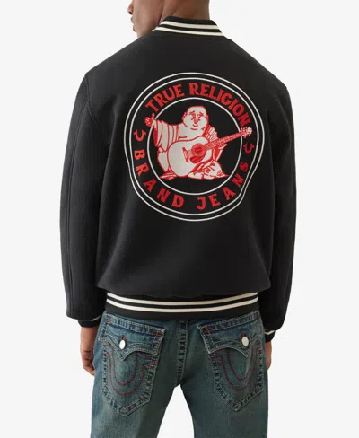 True Religion Men's Western Wool Varsity Jacket In Black