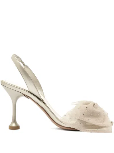 Alexandre Birman Isabelle Crystal Embellished Bow Slingback Sandal In Neutral