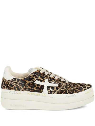 Premiata Animal Print Low Top Sneakers For Women In Brown