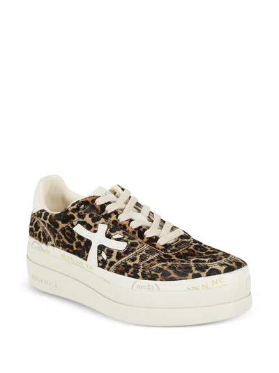 Premiata Animal Print Low Top Sneakers For Women In Brown