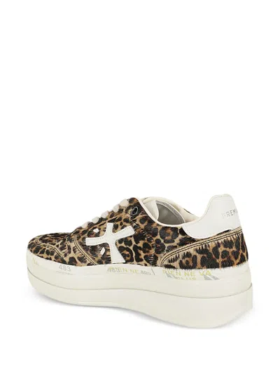 Premiata Animal Print Low Top Sneakers For Women In Brown
