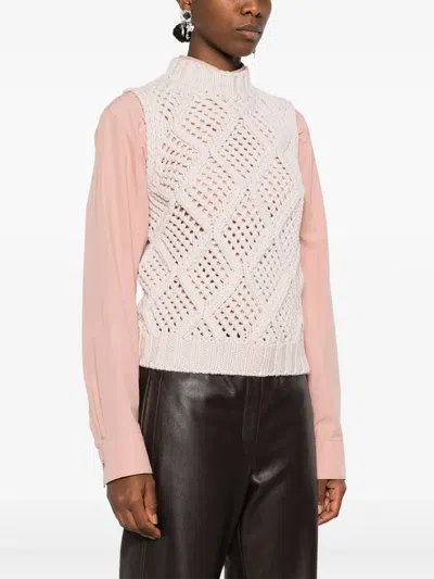 Eleventy Cable-knit Sleeveless Top In Neutral