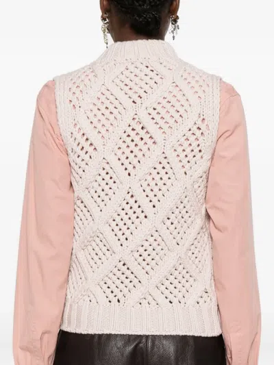 Eleventy Cable-knit Sleeveless Top In Neutral