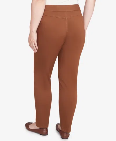 Alfred Dunner Petite Allure Front Pocket Crop Pants In Brown