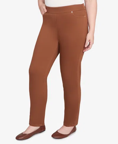 Alfred Dunner Petite Allure Front Pocket Crop Pants In Brown