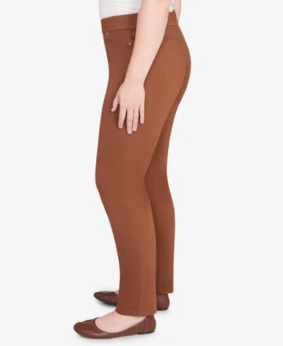 Alfred Dunner Petite Allure Front Pocket Crop Pants In Brown