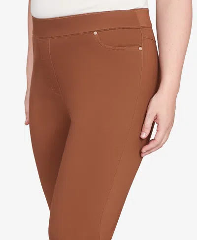 Alfred Dunner Petite Allure Front Pocket Crop Pants In Brown