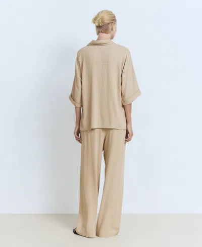 Mango Women's Elastic Waist Straight-fit Pants In Sand