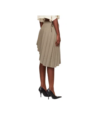 We11 Done Beige Asymmetric Checked Midi Skirt In Multi