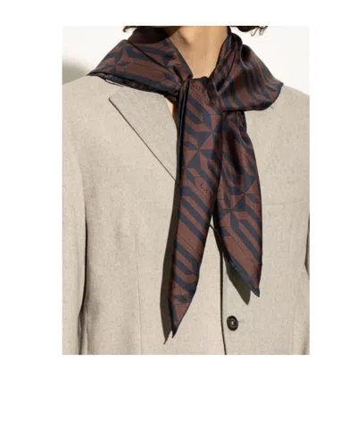 Lanvin Geometric-pattern Silk Scarf In Black