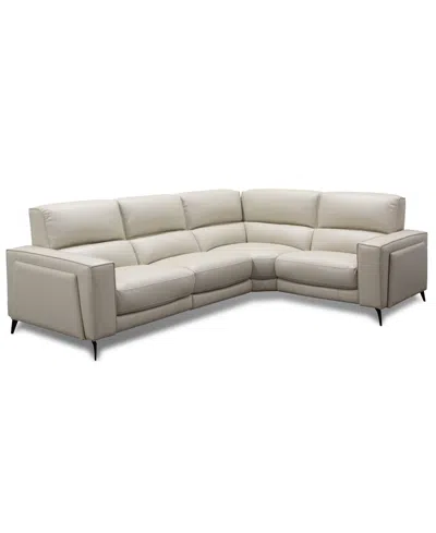 Macy's Neiwert 4-pc. Leather Sofa Sectional With 2 Power Recliners In Gray