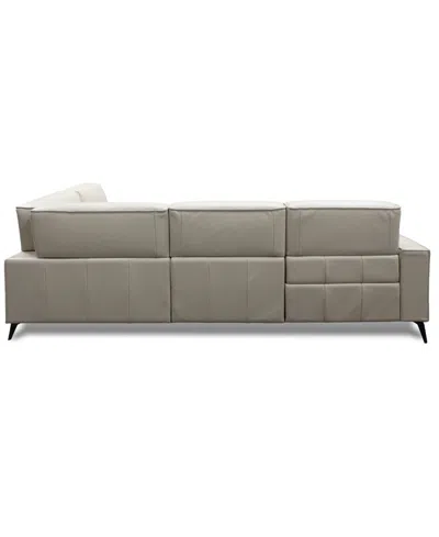 Macy's Neiwert 4-pc. Leather Sofa Sectional With 2 Power Recliners In Gray