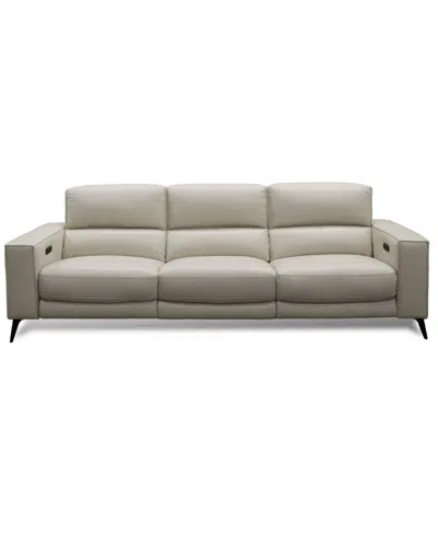 Macy's Neiwert 3-pc. Leather Sofa Sectional With 3 Power Recliners In Gray