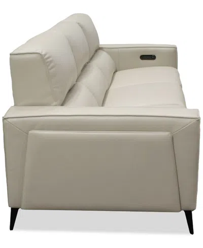 Macy's Neiwert 3-pc. Leather Sofa Sectional With 3 Power Recliners In Gray