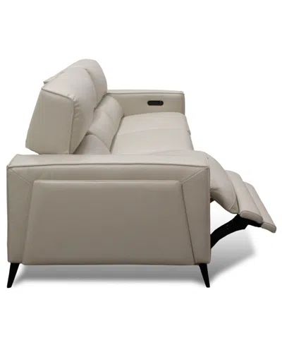 Macy's Neiwert 3-pc. Leather Sofa Sectional With 3 Power Recliners In Gray