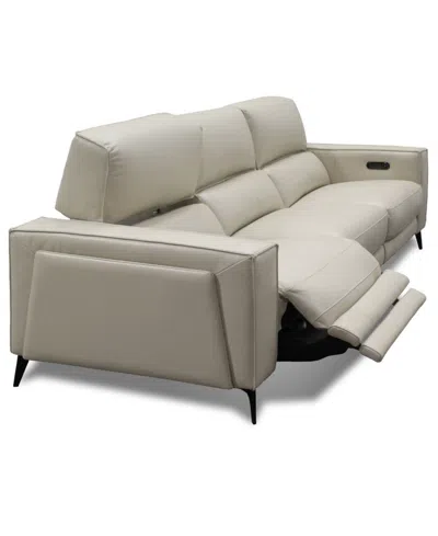 Macy's Neiwert 3-pc. Leather Sofa Sectional With 3 Power Recliners In Gray
