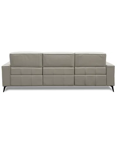 Macy's Neiwert 3-pc. Leather Sofa Sectional With 3 Power Recliners In Gray