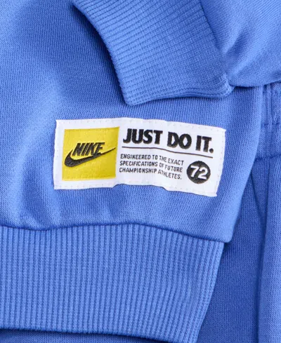 Nike Toddler And Little Boys 2-piece Sportswear P.e. French Terry Crewneck Top And Pant Set In Blue