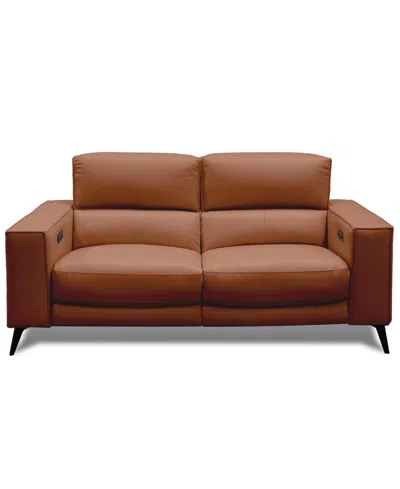 Macy's Neiwert 2-pc. Leather Sofa Sectional With 2 Power Recliners In Brown