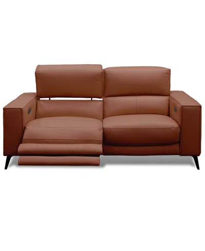 Macy's Neiwert 2-pc. Leather Sofa Sectional With 2 Power Recliners In Brown