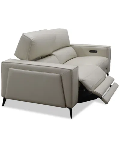 Macy's Neiwert 2-pc. Leather Sofa Sectional With 2 Power Recliners In Neutral
