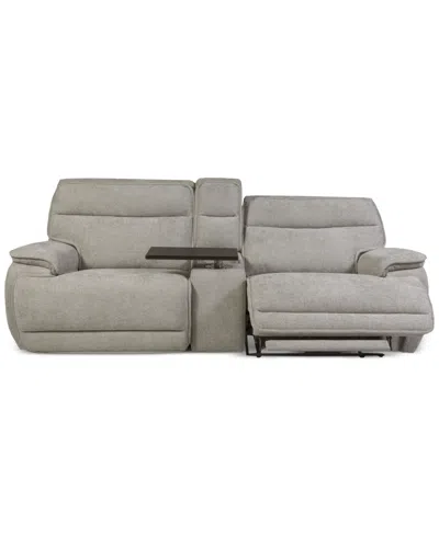 Macy's Ozryn 3-pc. Fabric Sofa With Console And 2 Power Motion Chairs, Exclusively At  In Gray