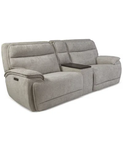 Macy's Ozryn 3-pc. Fabric Sofa With Console And 2 Power Motion Chairs, Exclusively At  In Gray