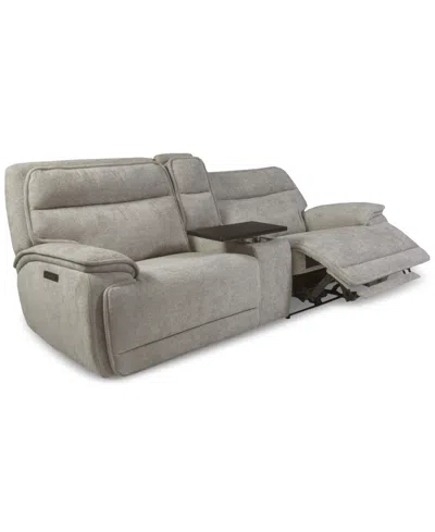 Macy's Ozryn 3-pc. Fabric Sofa With Console And 2 Power Motion Chairs, Exclusively At  In Gray