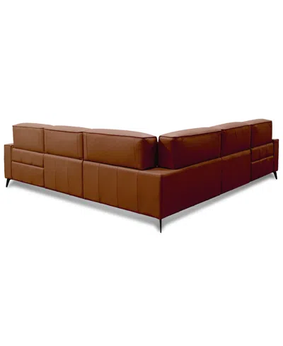 Macy's Neiwert 5-pc. Leather Sofa Sectional With 2 Power Recliners In Brown