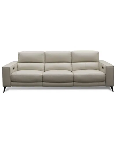 Macy's Neiwert 3-pc. Leather Sofa Sectional With 2 Power Recliners In Gray