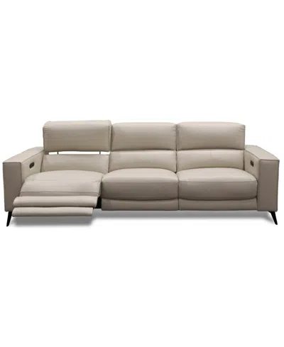 Macy's Neiwert 3-pc. Leather Sofa Sectional With 2 Power Recliners In Gray