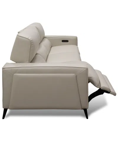 Macy's Neiwert 3-pc. Leather Sofa Sectional With 2 Power Recliners In Gray