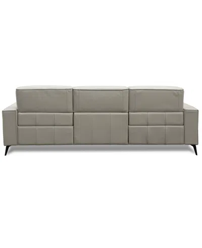 Macy's Neiwert 3-pc. Leather Sofa Sectional With 2 Power Recliners In Gray
