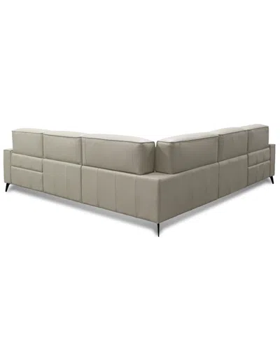 Macy's Neiwert 5-pc. Leather Sofa Sectional With 2 Power Recliners In Gray