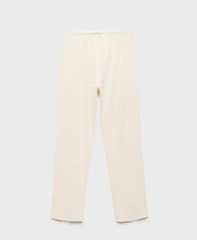 Mango Women's Plain Cotton Pajama Pants In White