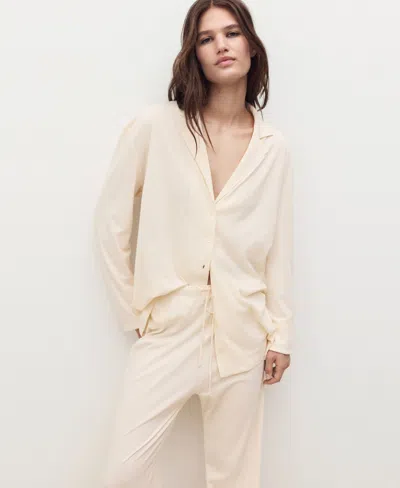 Mango Women's Plain Cotton Pajama Pants In White