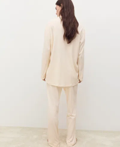 Mango Women's Plain Cotton Pajama Pants In White