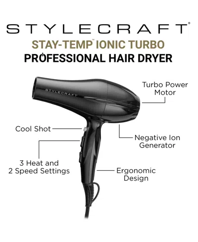 Stylecraft Professional Stay-temp Ionic Hair Dryer In Transparent