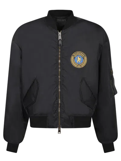 Balenciaga Black Nylon Uniform Merch Large Fit Bomber In Black