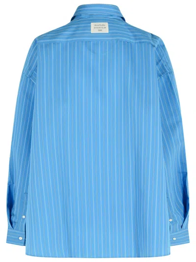 Acne Studios Striped Long Sleeve Button Up Shirt In Blue