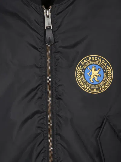 Balenciaga Black Nylon Uniform Merch Large Fit Bomber In Black