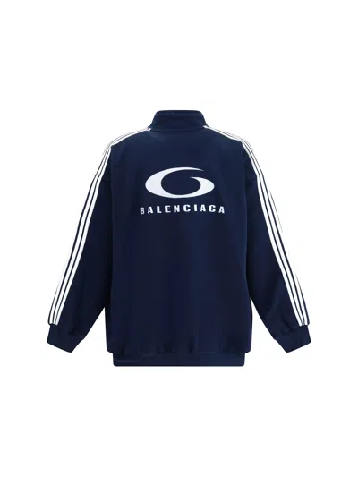 Balenciaga Fabiana Filippi Bicolor Tweed Boucle Jacket In Blue