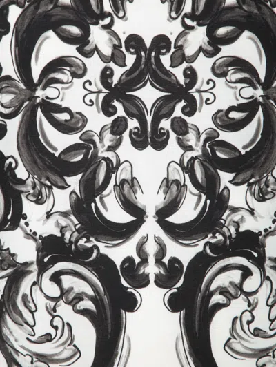 Dolce & Gabbana Men Black And White Crewneck T-shirt With All-over Graphic Print In Cotton Man In Multi