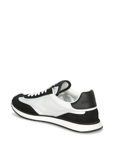 Dolce & Gabbana Men Two-tone Mesh And Suede Dg Aria Sneakers In White