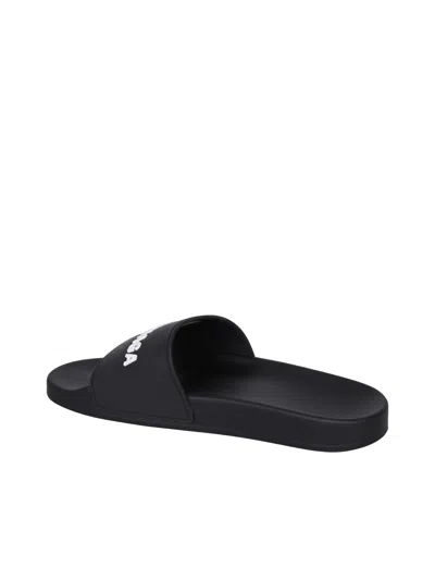Balenciaga Pool Low Sandals With Logo In Black