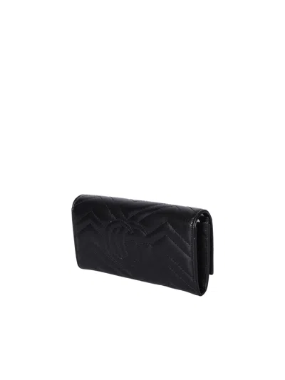 Gucci Gg Marmont Matelasse Leather Continental Wallet In Black